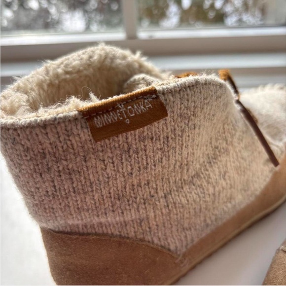 Minnetonka Cozy Knit and Suede Moccasin Boots - Picture 4 of 8